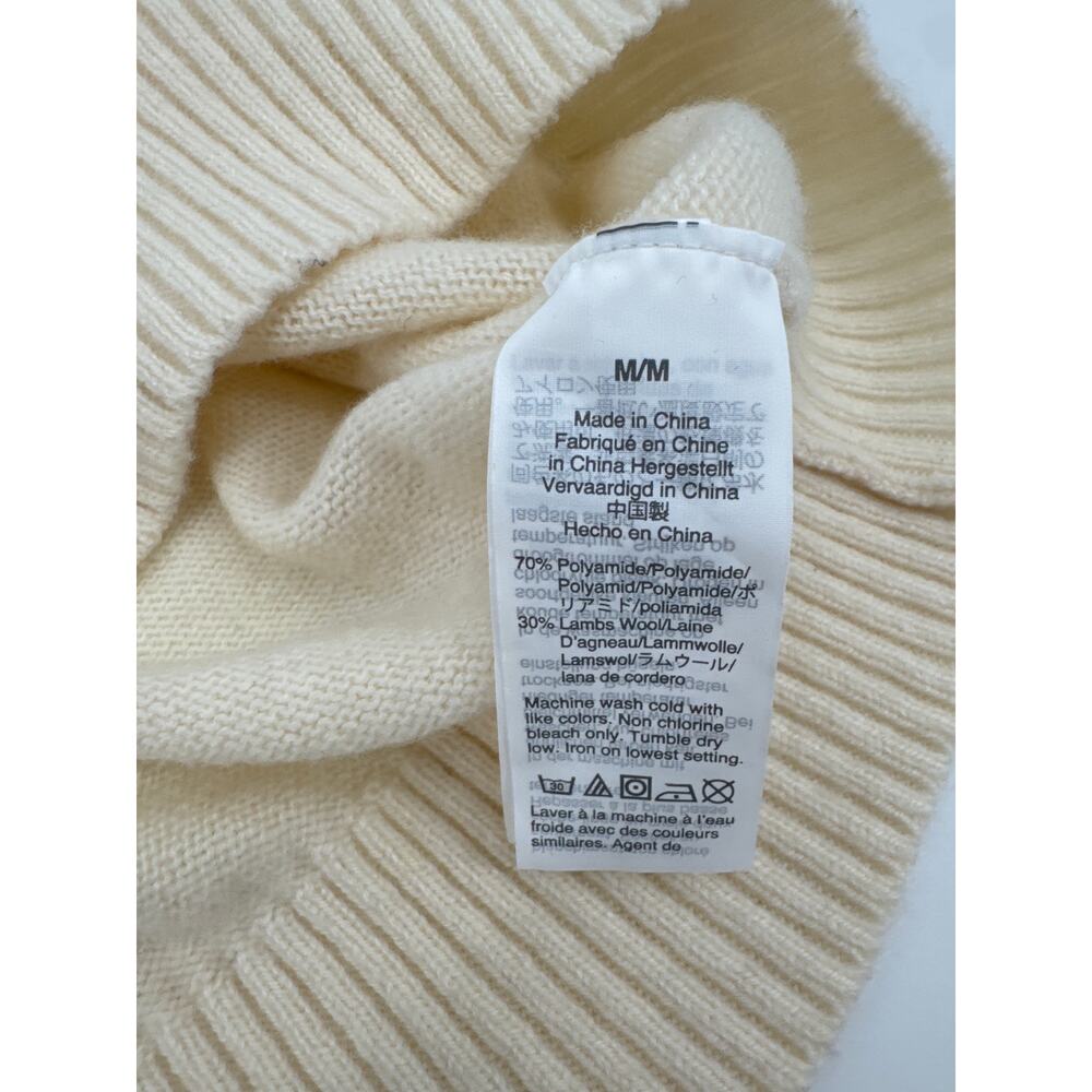 J.Crew Lambs Wool Jewel Button Crewneck Sweater Ivory Size Medium Rhinestone Top - Picture 7 of 7